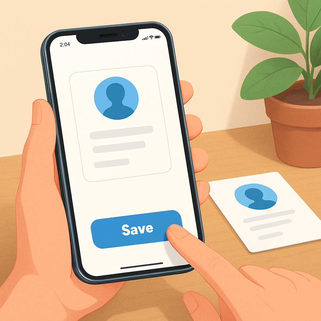 iPhone에서 디지털 명함 저장 방법 이미지